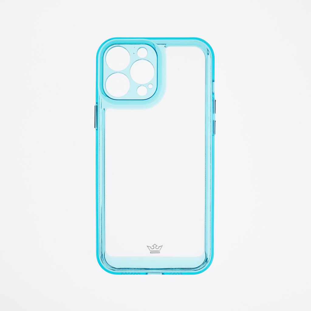 Estuche el rey marco de iphone 13 pro max color transparente / turquesa