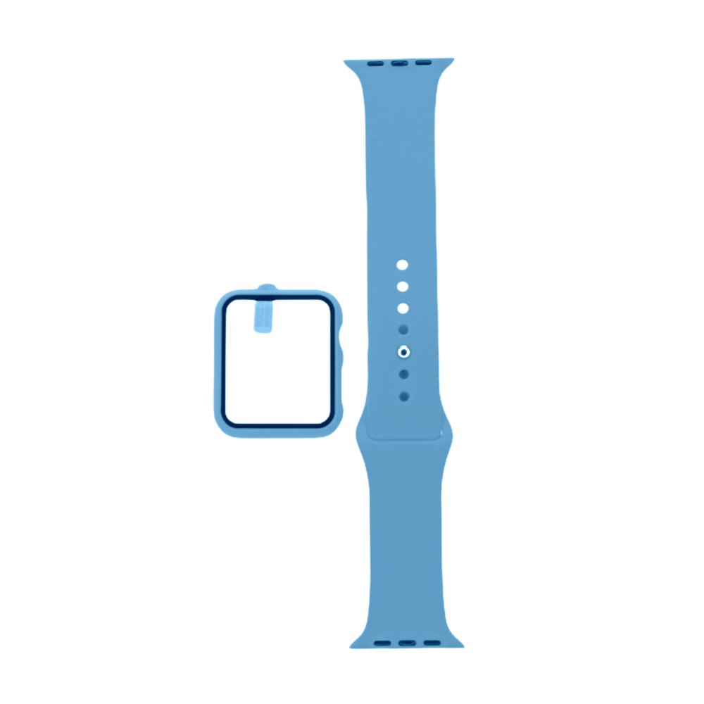 Accesorio el rey pulsera con bumper y protector de pantalla apple watch 38 mm color azul capri