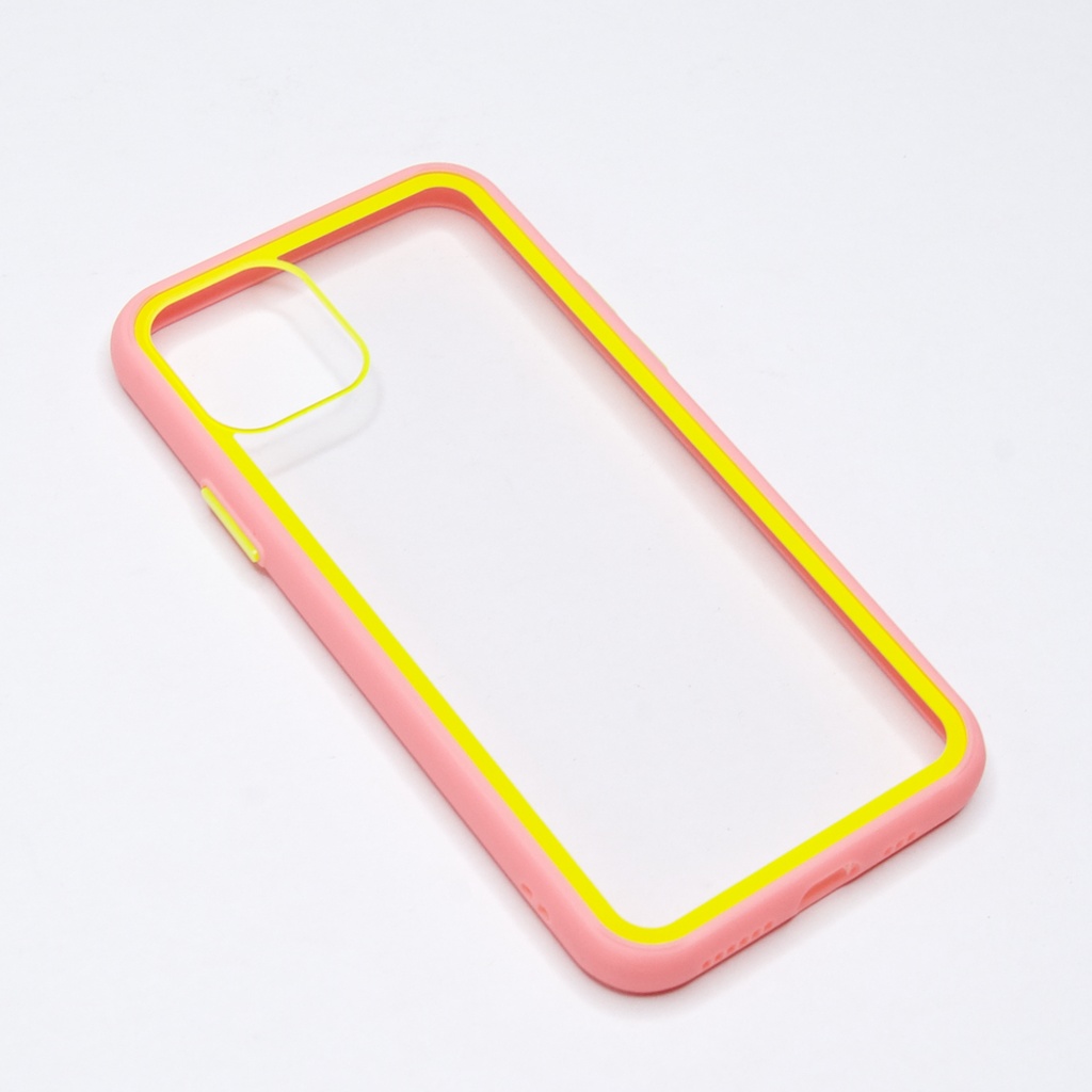 Estuche el rey iphone 11 pro con marco color transparente / rosado