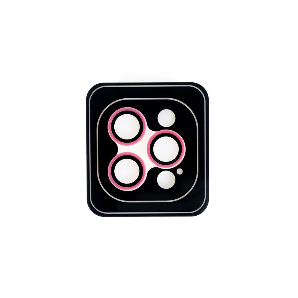 Accesorio el rey vidrio templado camara con borde plastico iphone 12pro / 12pro max color rosado