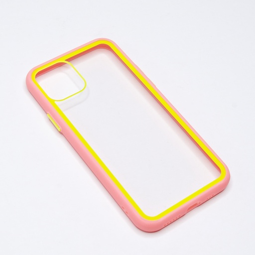 [07-031-011-0036-0228] Estuche el rey iphone 11 pro con marco color transparente / rosado